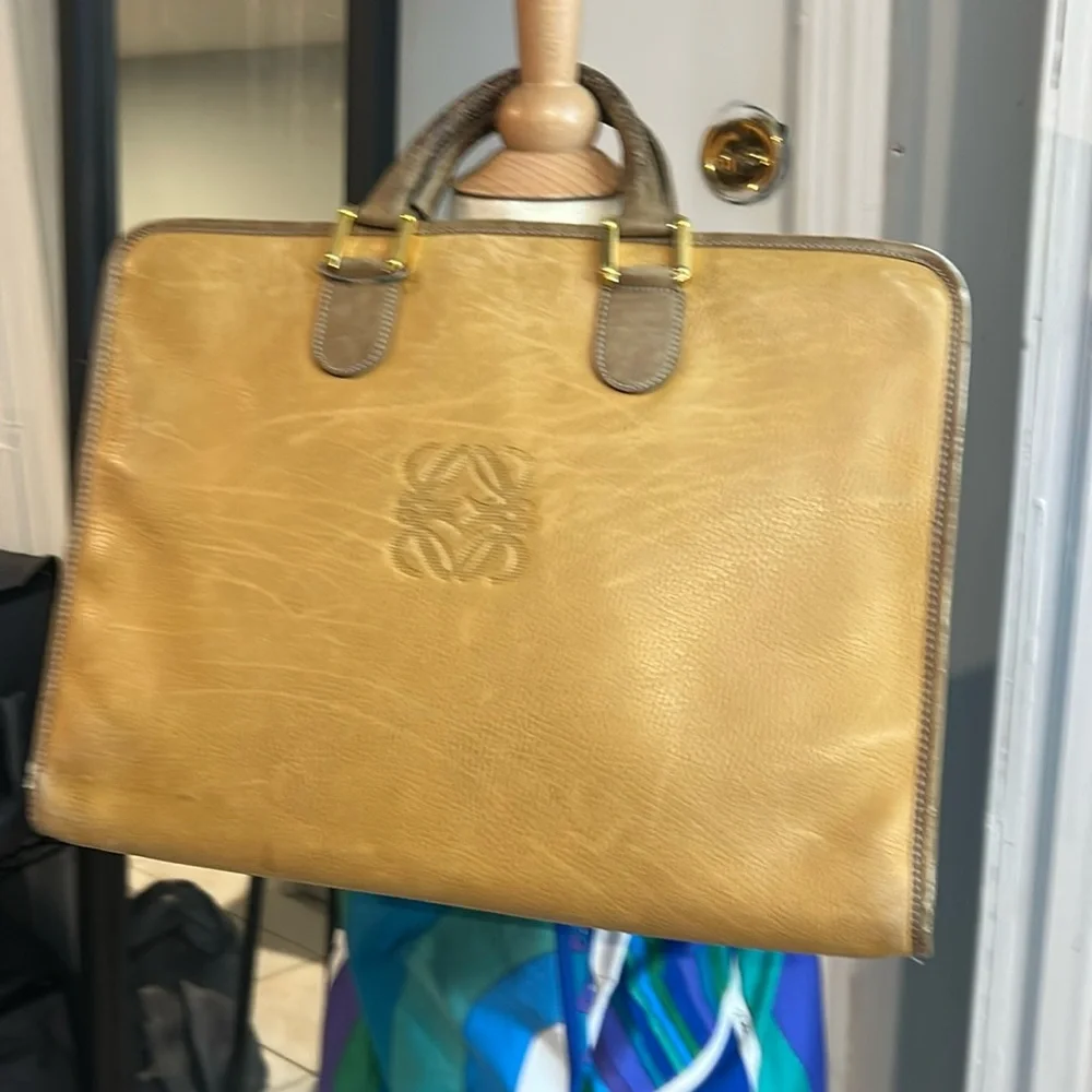 Authentic LOEWE Briefcase Shoulder Clutch Bag Needs repair handles etc photo‎